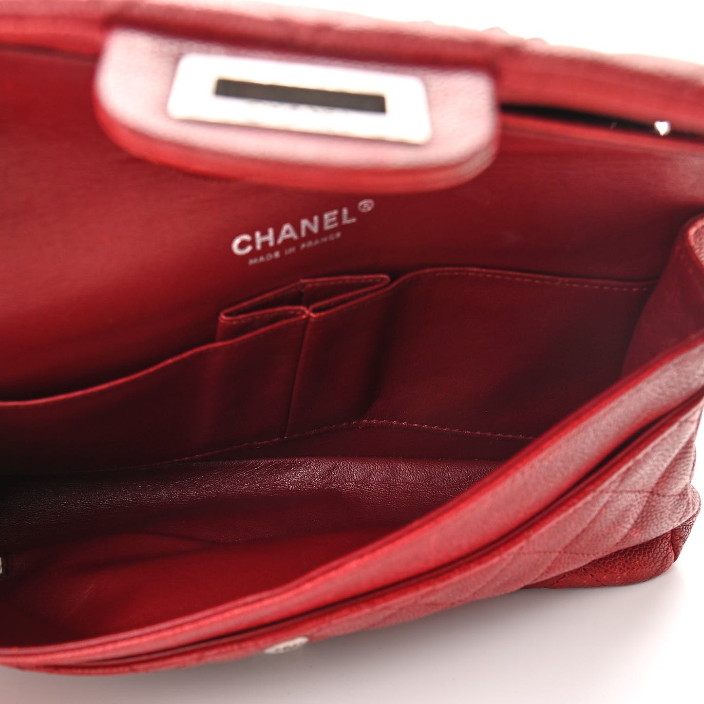 Washed Caviar Quilted 2.55 Reissue 225 Bijoux Chain Flap Red