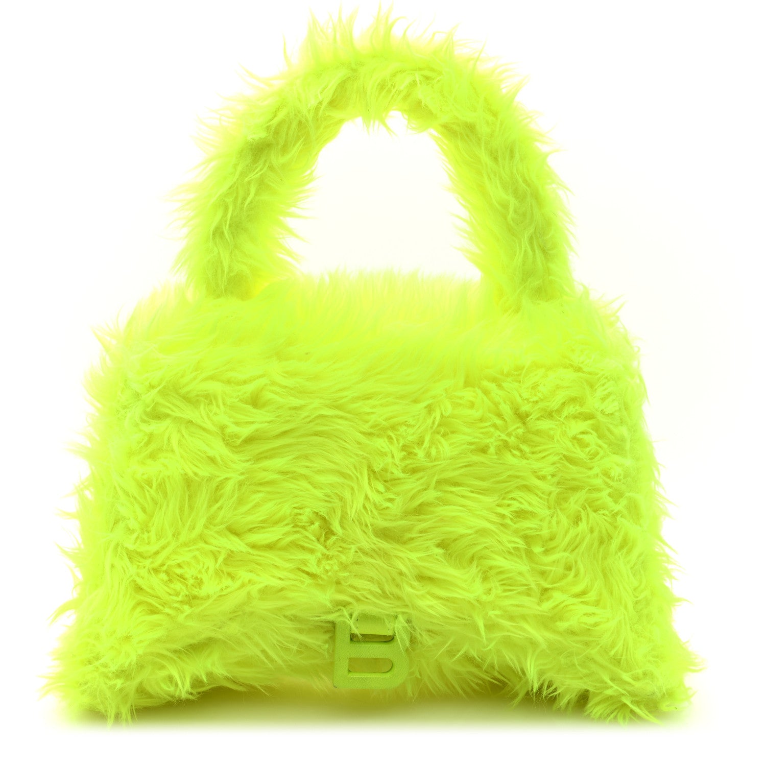 Balenciaga Faux Fur Medium Fluffy Hourglass Top Handle Bag Fluo Yellow 1 of 9