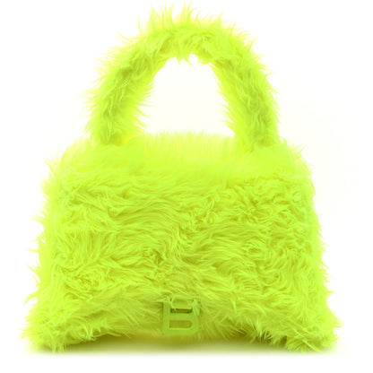 Balenciaga Faux Fur Medium Fluffy Hourglass Top Handle Bag Fluo Yellow 1 of 9