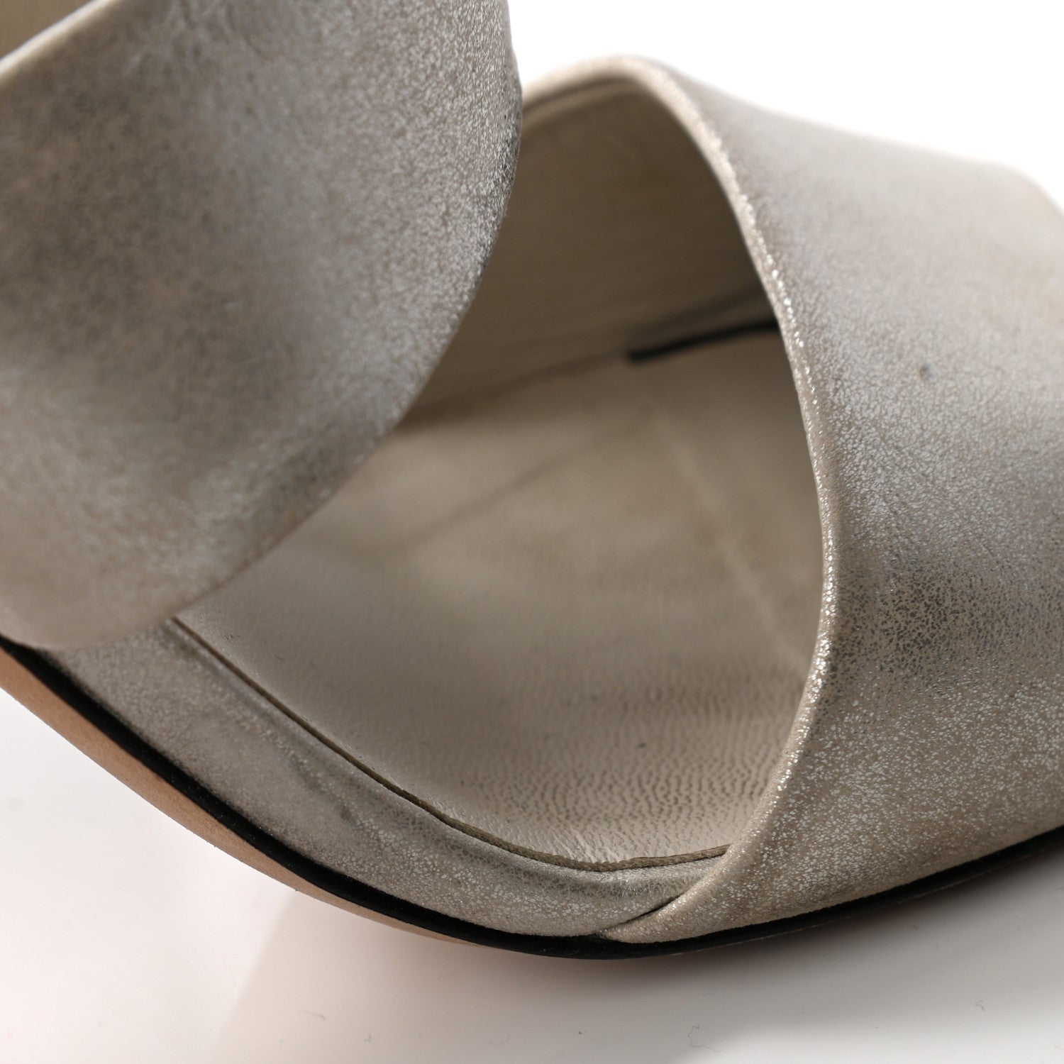 Chanel Metallic Lambskin Pearl Sandal Mules 37 Silver 10 of 13