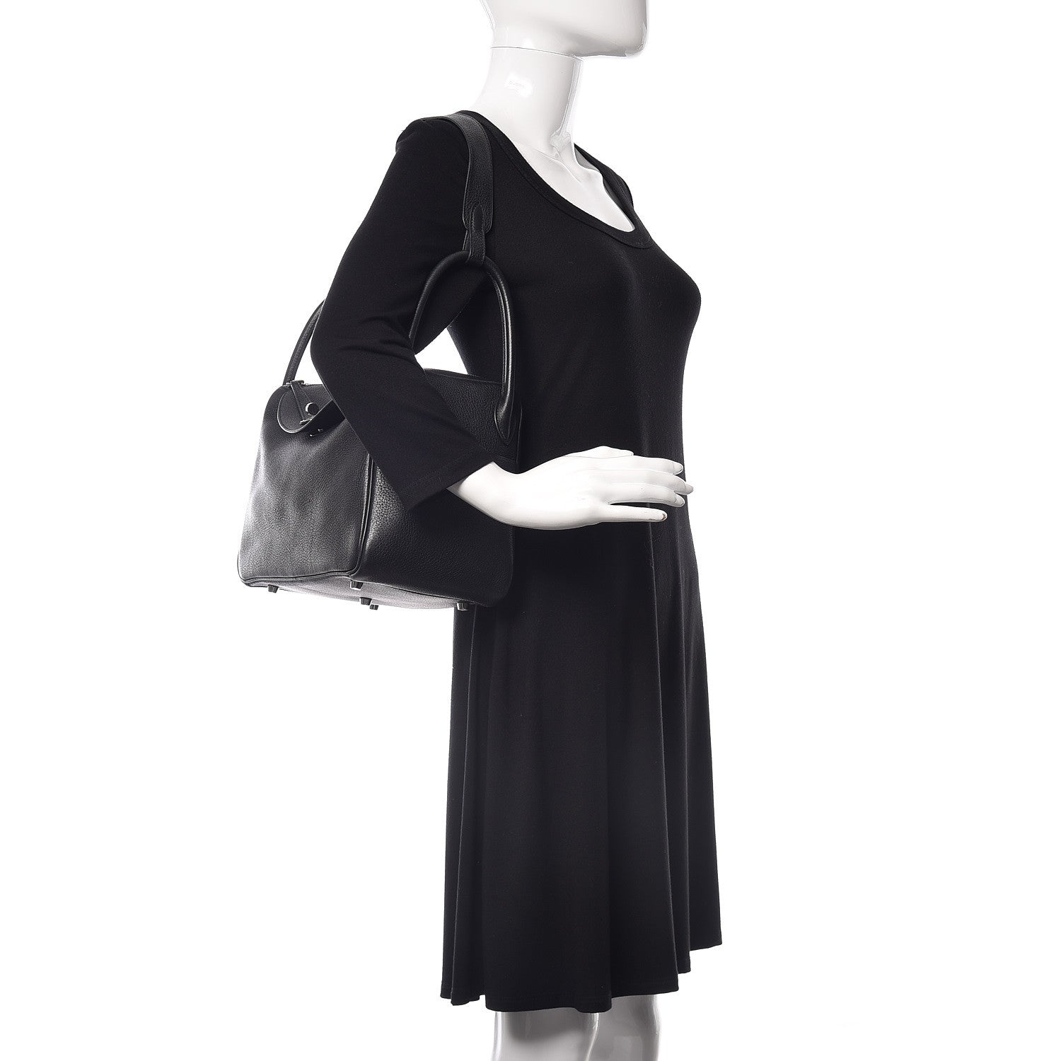 Hermes Taurillon Clemence Lindy 30 Black 2 of 15