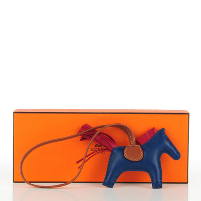 Hermes Milo Lambskin Grigri Rodeo Horse Bag Charm PM Bleu de Malte Rubis Fauve 4 of 4