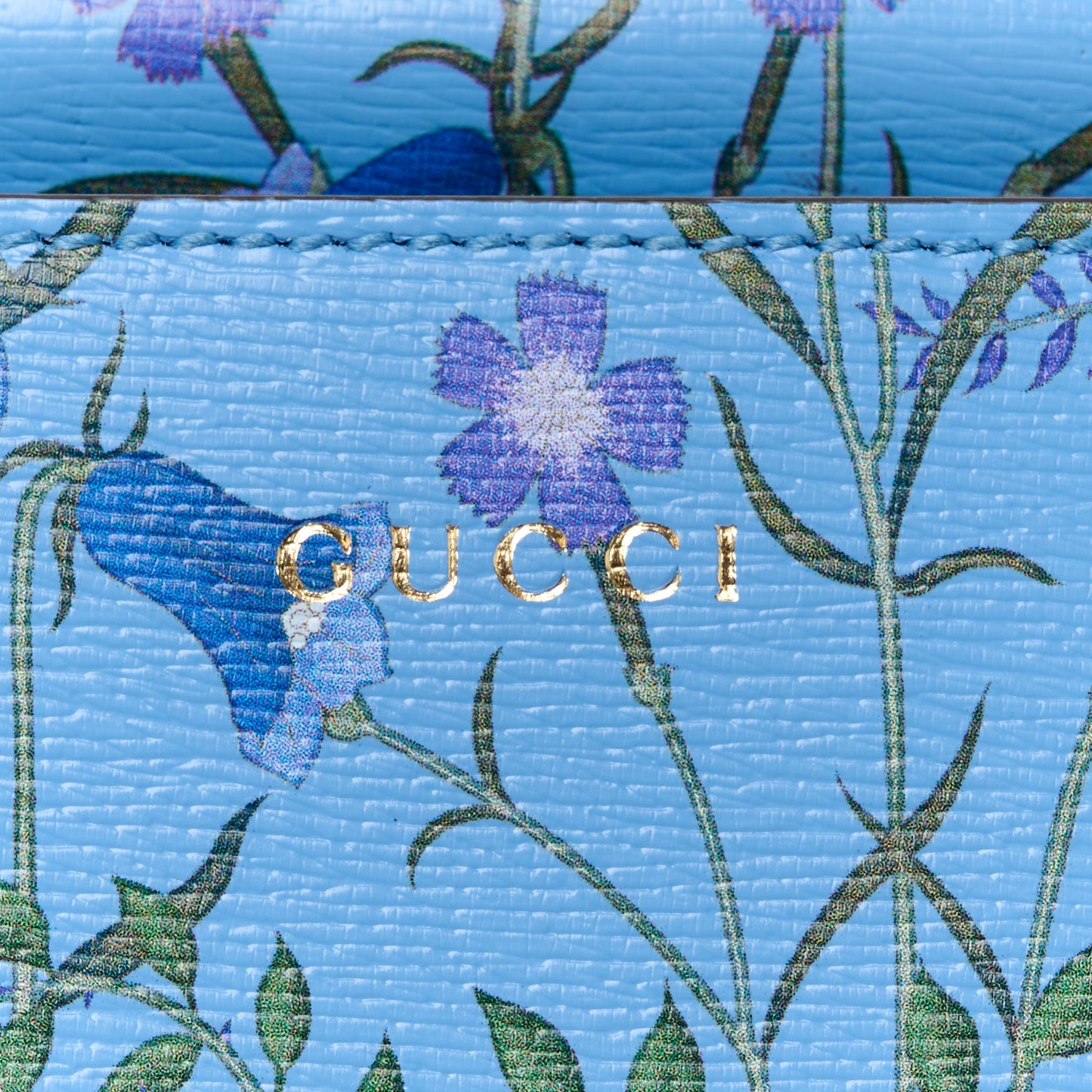 Calfskin Bamboo Web New Flora Small Nymphaea Top Handle Bag Azure