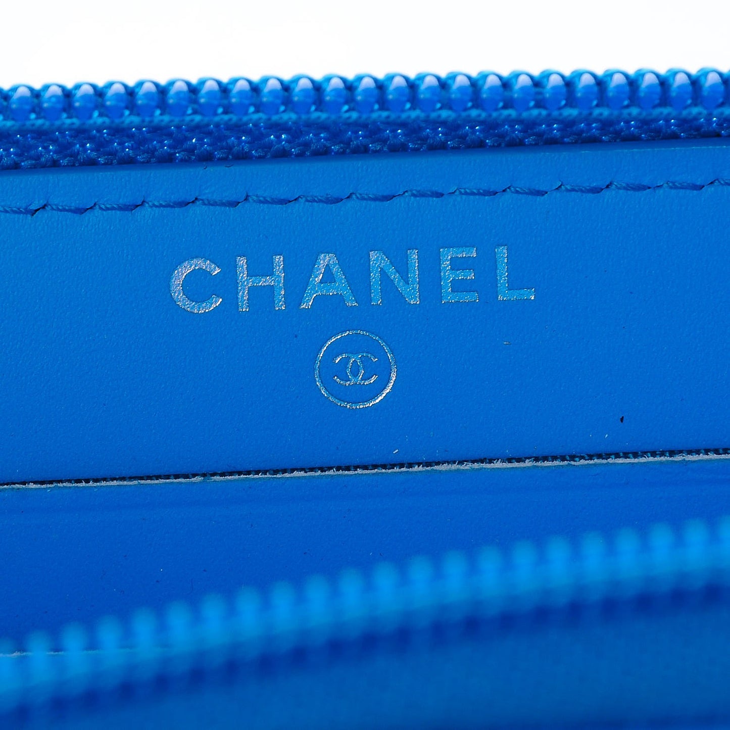 Patent Quilted Small Boy Zip Around Wallet Blue