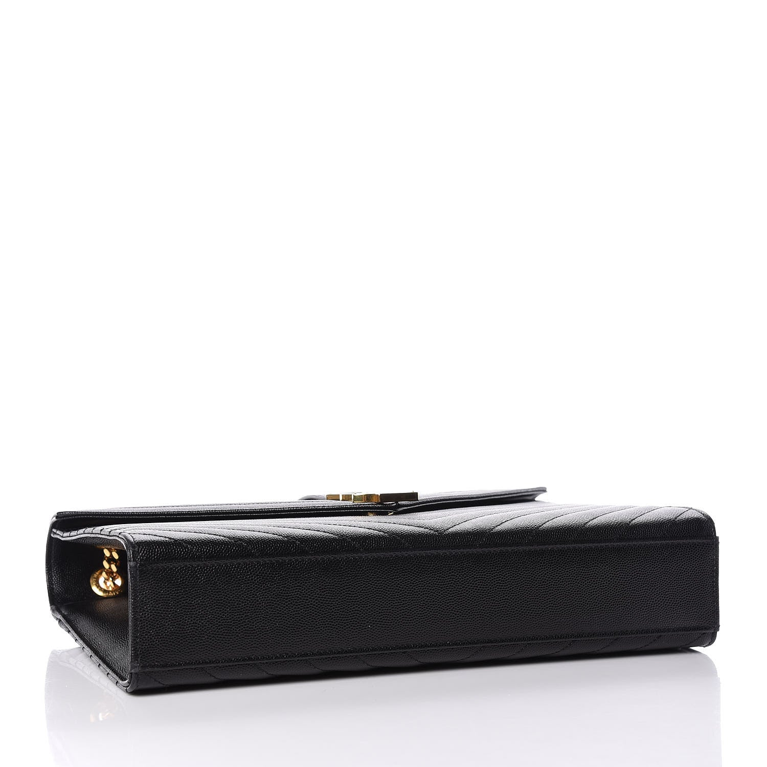 Saint Laurent Grain De Poudre Matelasse Chevron Large Monogram Satchel Black 4 of 9