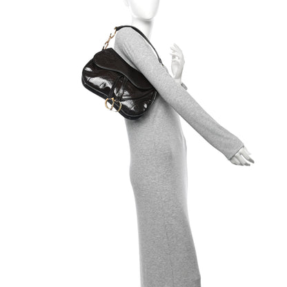 Christian Dior Patent Diorissimo Double Saddle Bag Dark Brown 2 of 11