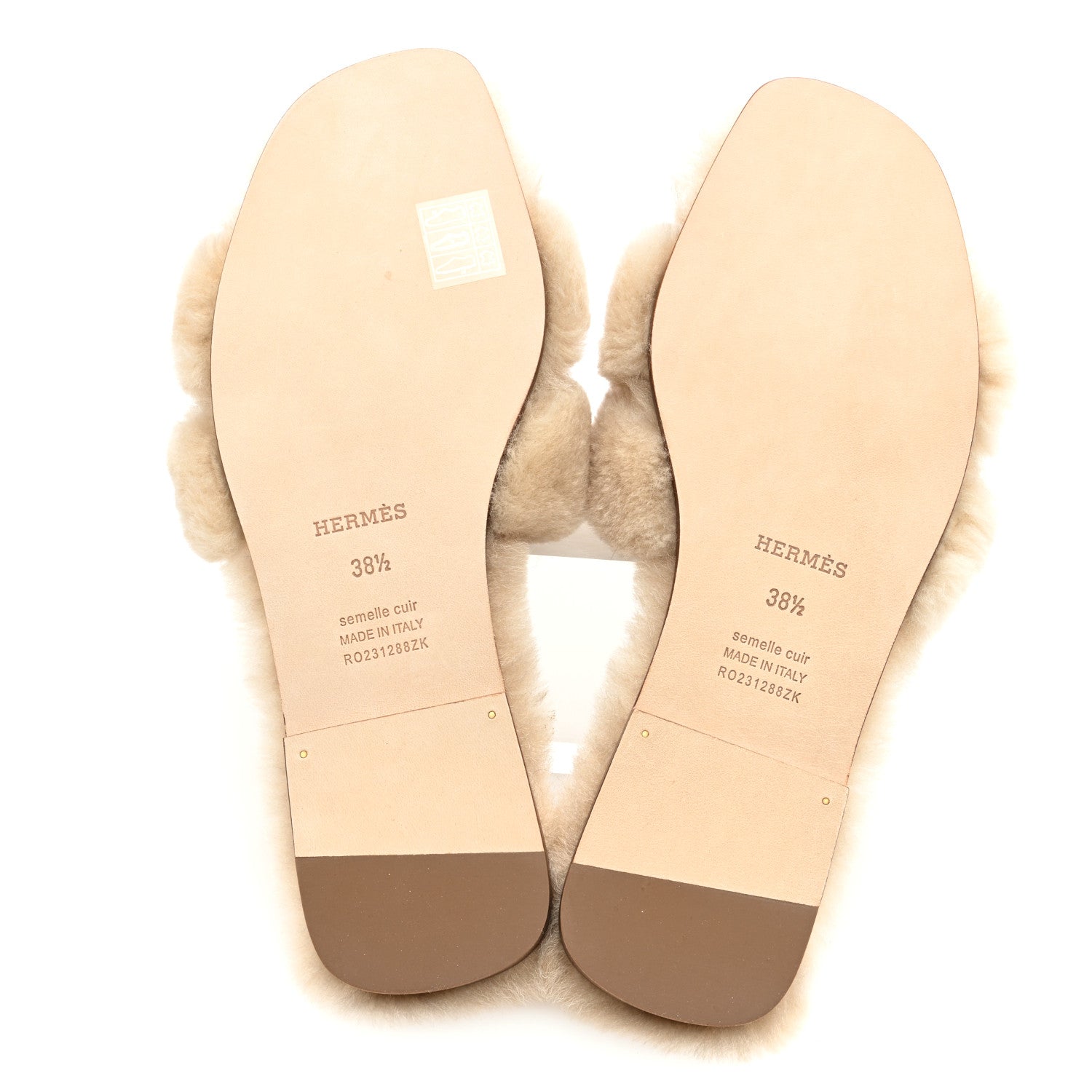 Hermes Woolskin Oran Sandals 38.5 Beige Argile 5 of 8