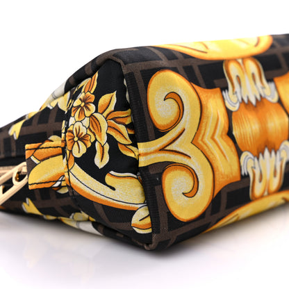 Fendi X VERSACE Nylon Fendace FF Baroque Print Small Trapezoid Beauty Pouch Gold 7 of 8