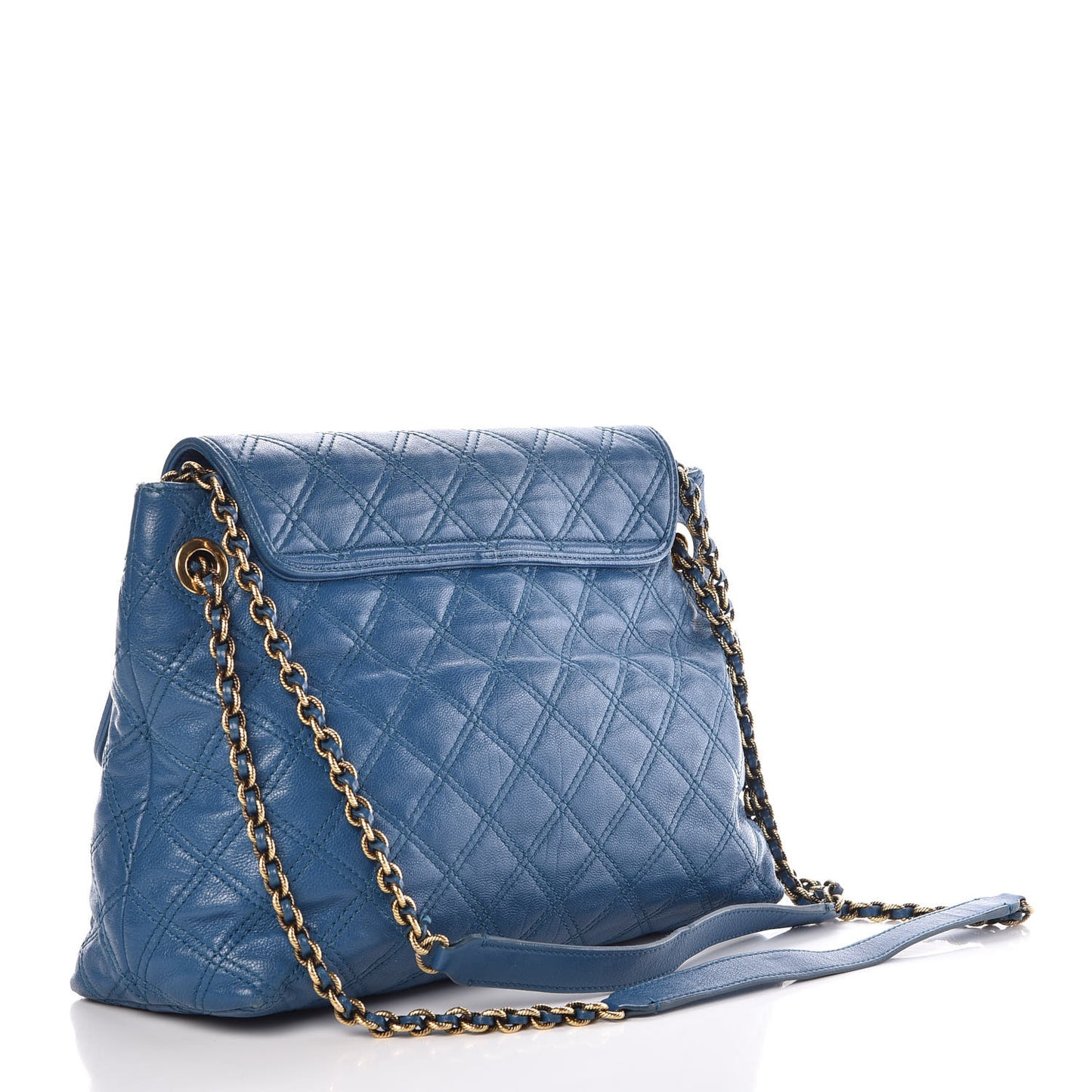 Lambskin Quilted Large Baroque Single Flap Bag Blue