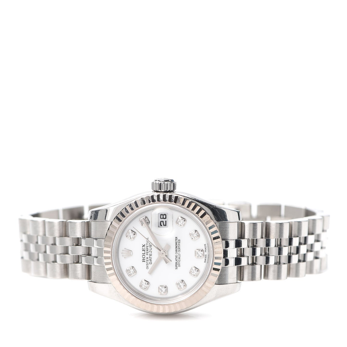 Stainless Steel 18K White Gold Diamond 26mm Oyster Perpetual Datejust Watch White 179174