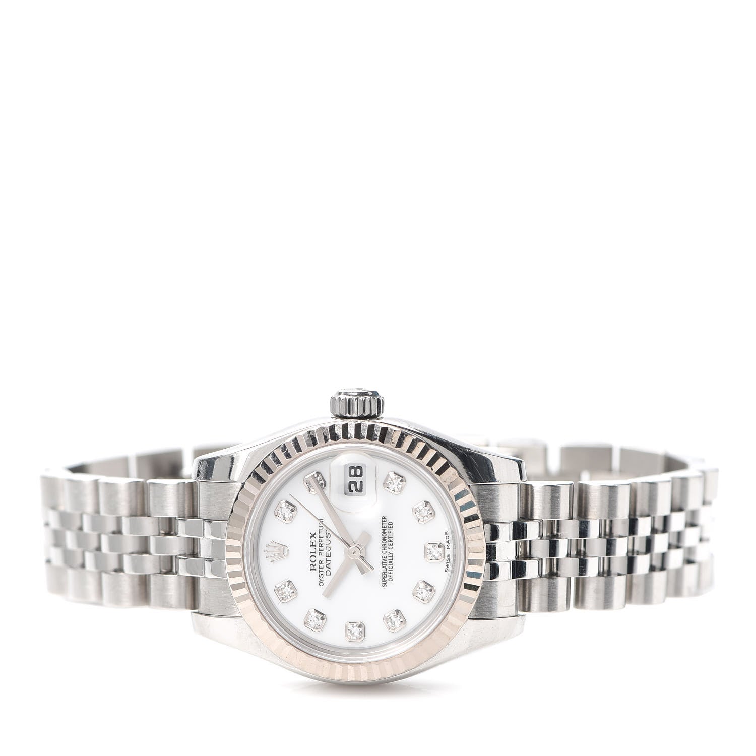 Rolex Stainless Steel 18K White Gold Diamond 26mm Oyster Perpetual Datejust Watch White 179174 2 of 6