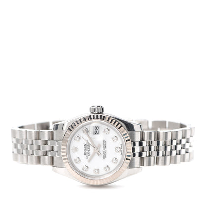 Rolex Stainless Steel 18K White Gold Diamond 26mm Oyster Perpetual Datejust Watch White 179174 2 of 6