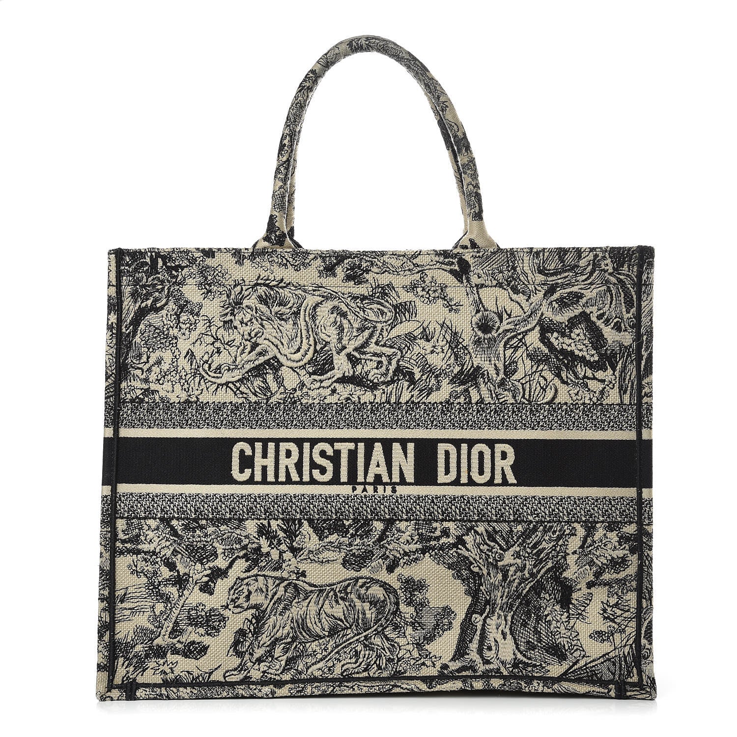 Christian Dior Canvas Embroidered Large Dioriviera Toile De Jouy Book Tote Black 1 of 12
