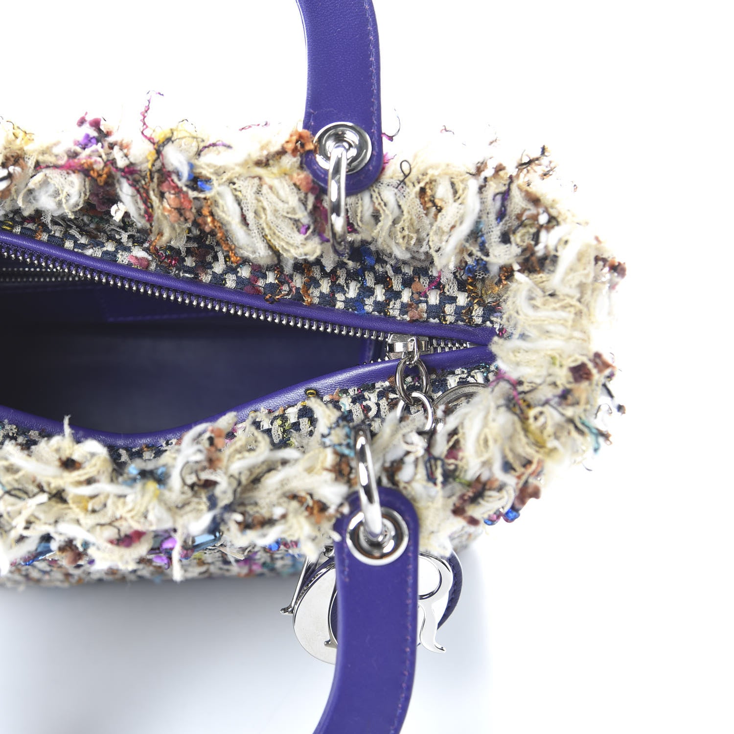 Christian Dior Tweed Fringe Medium Lady Dior Purple 5 of 9