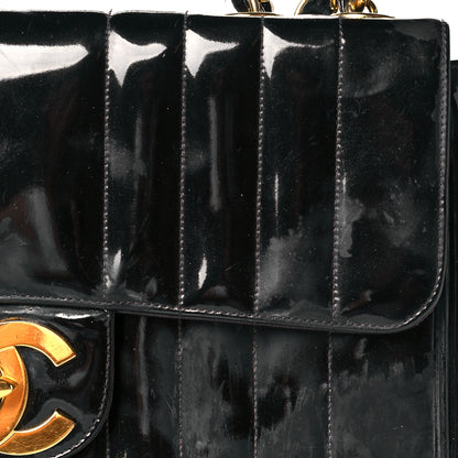 Chanel Patent Vertical Quilted Jumbo Single Flap Black 14 of 17
