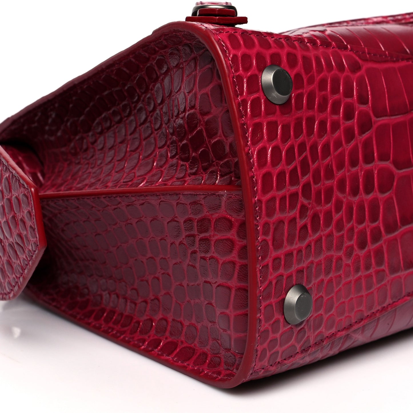 Calfskin Crocodile Embossed Neo Classic Silver Hardware S City Raspberry
