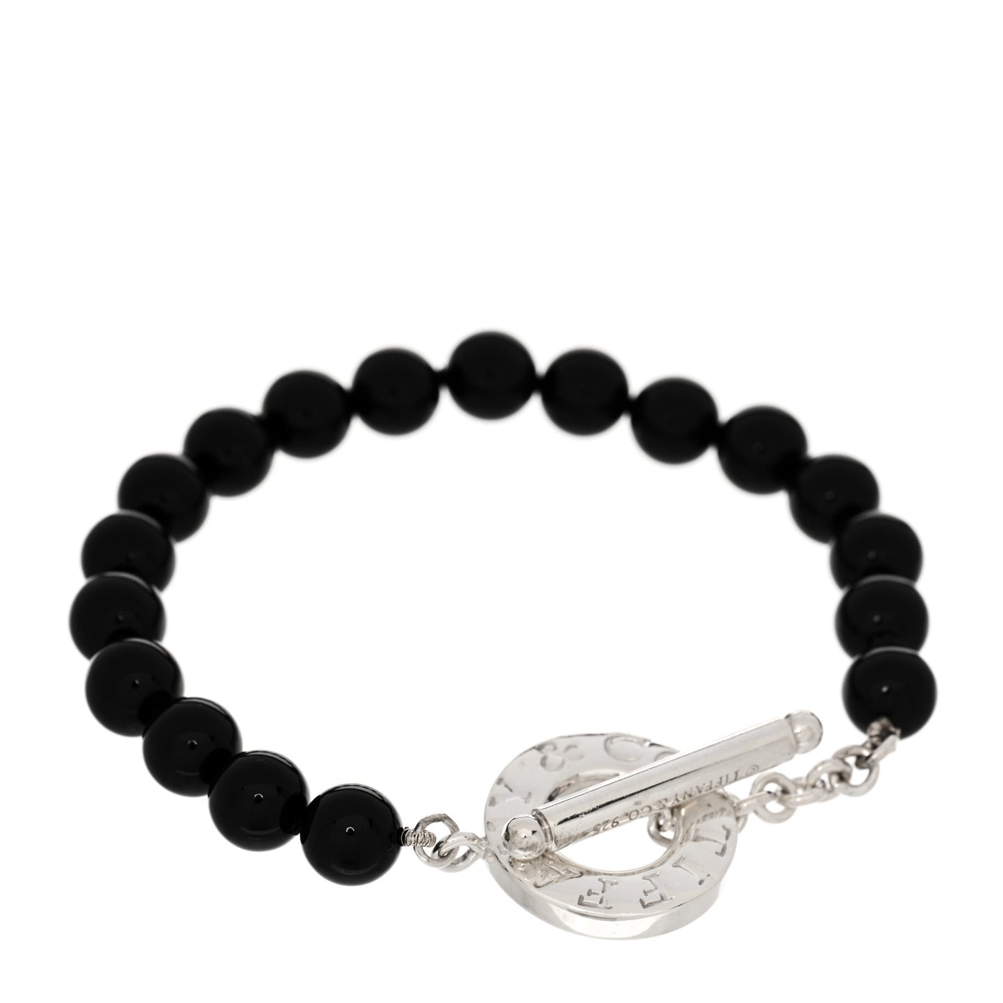 Sterling Silver Black Onyx Bead Toggle Bracelet