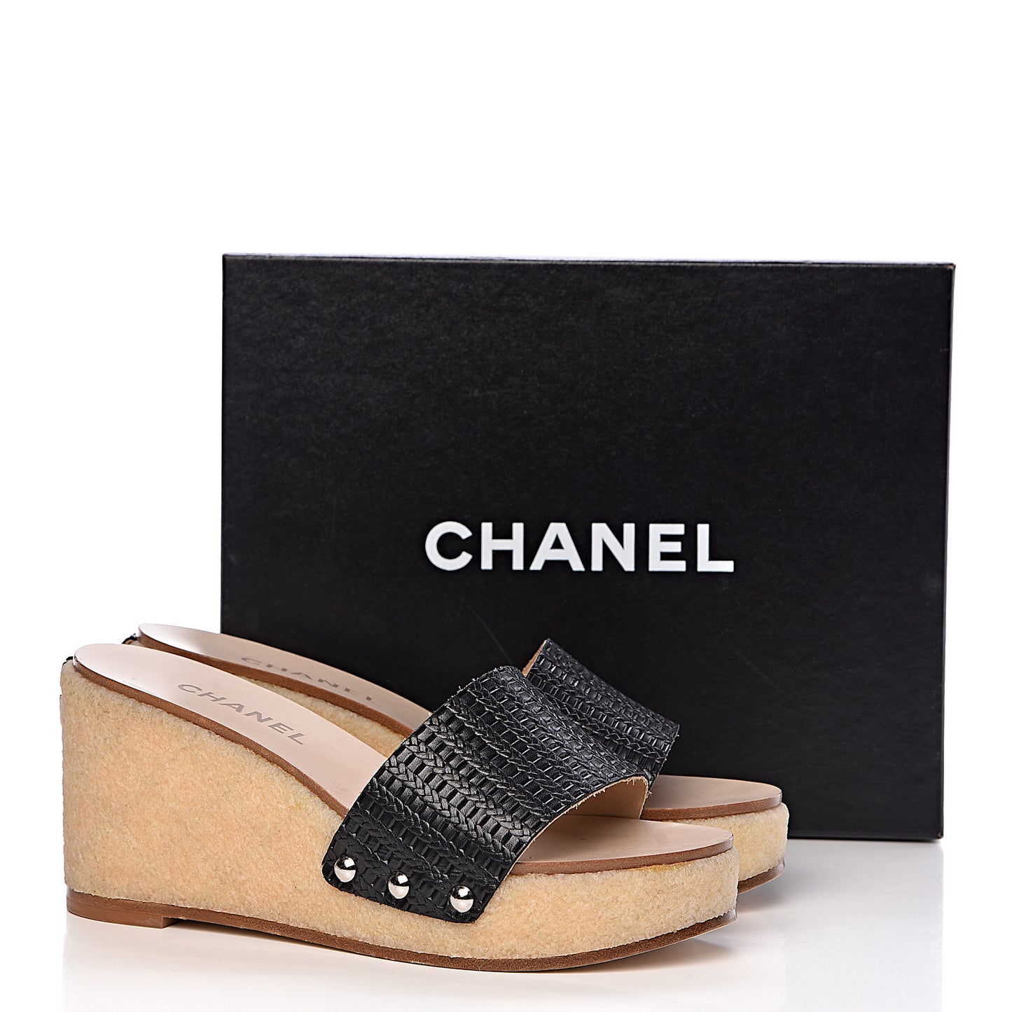 Calfskin CC Mules 39 Black
