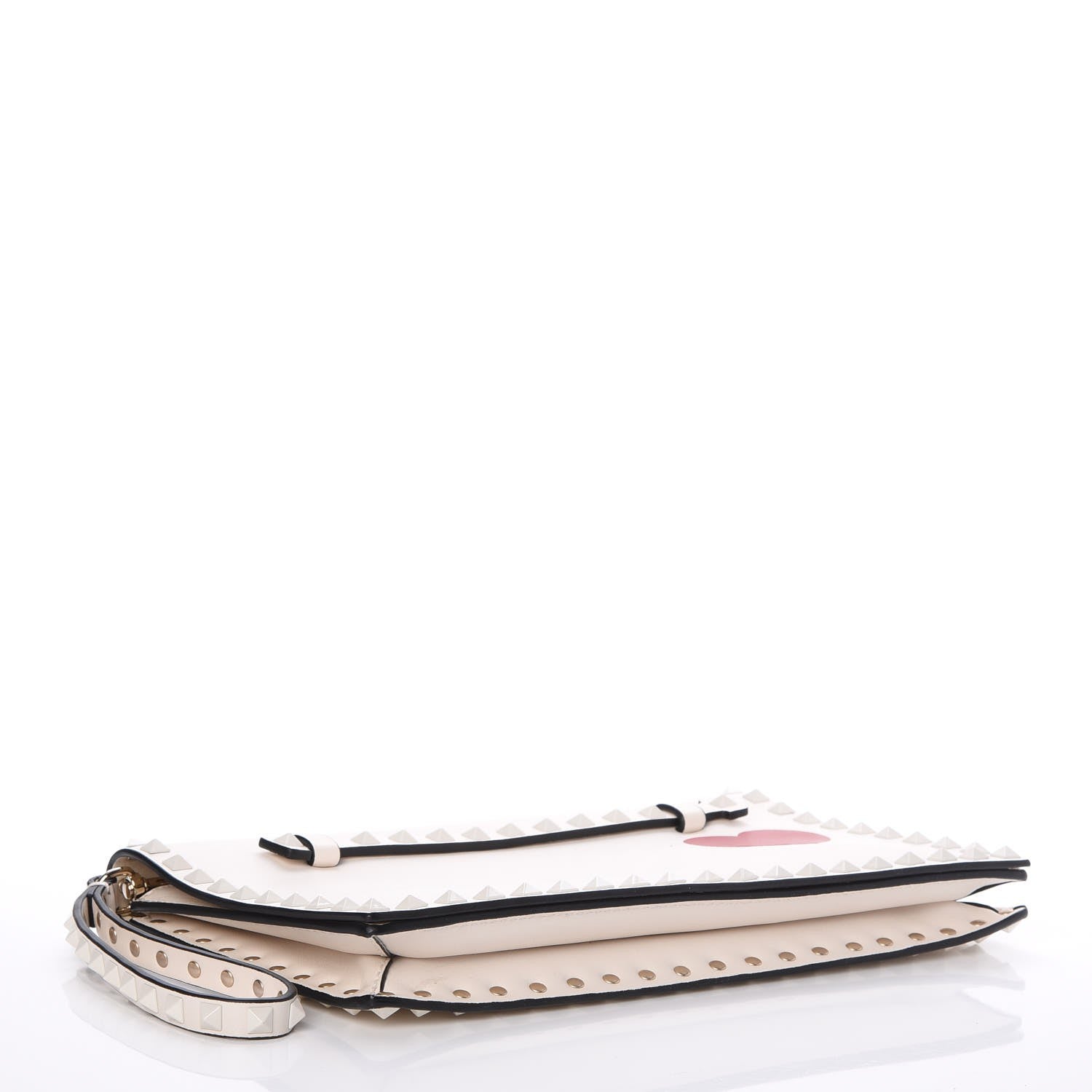 Valentino Garavani Nappa Painted Heart Rockstud Wristlet Clutch Ivory 4 of 9