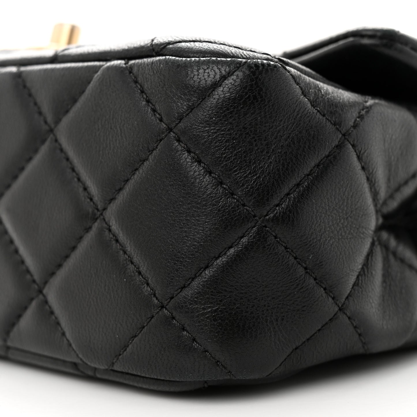 Lambskin Resin Quilted Mini Rectangular Pearl Samba Flap Black