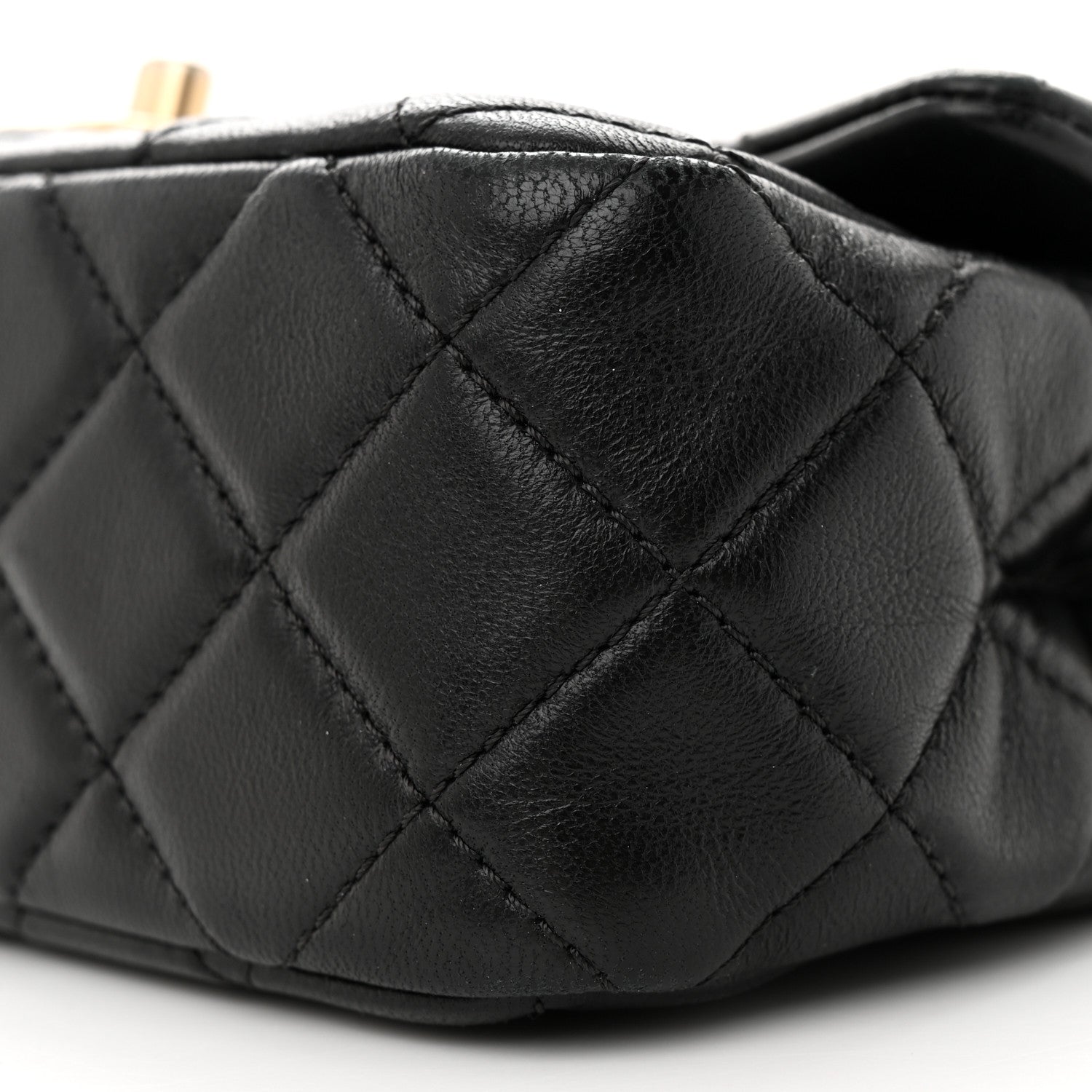 Chanel Lambskin Resin Quilted Mini Rectangular Pearl Samba Flap Black 9 of 11