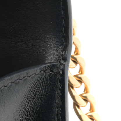 Prada Saffiano Soft Calfskin Metal Triangle Logo Envelope Chain Shoulder Bag Black 11 of 11