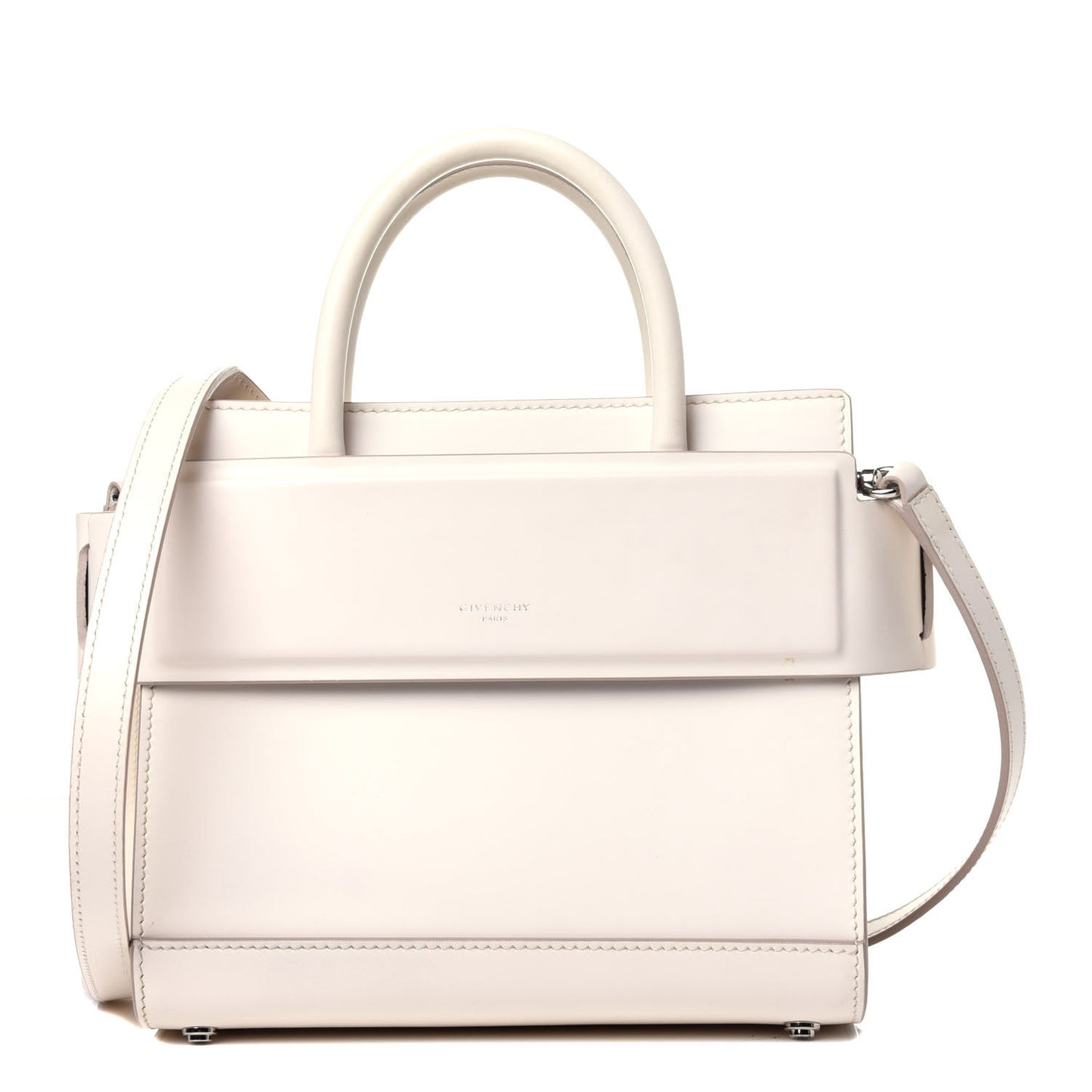 Grained Calfskin Mini Horizon Satchel Off White