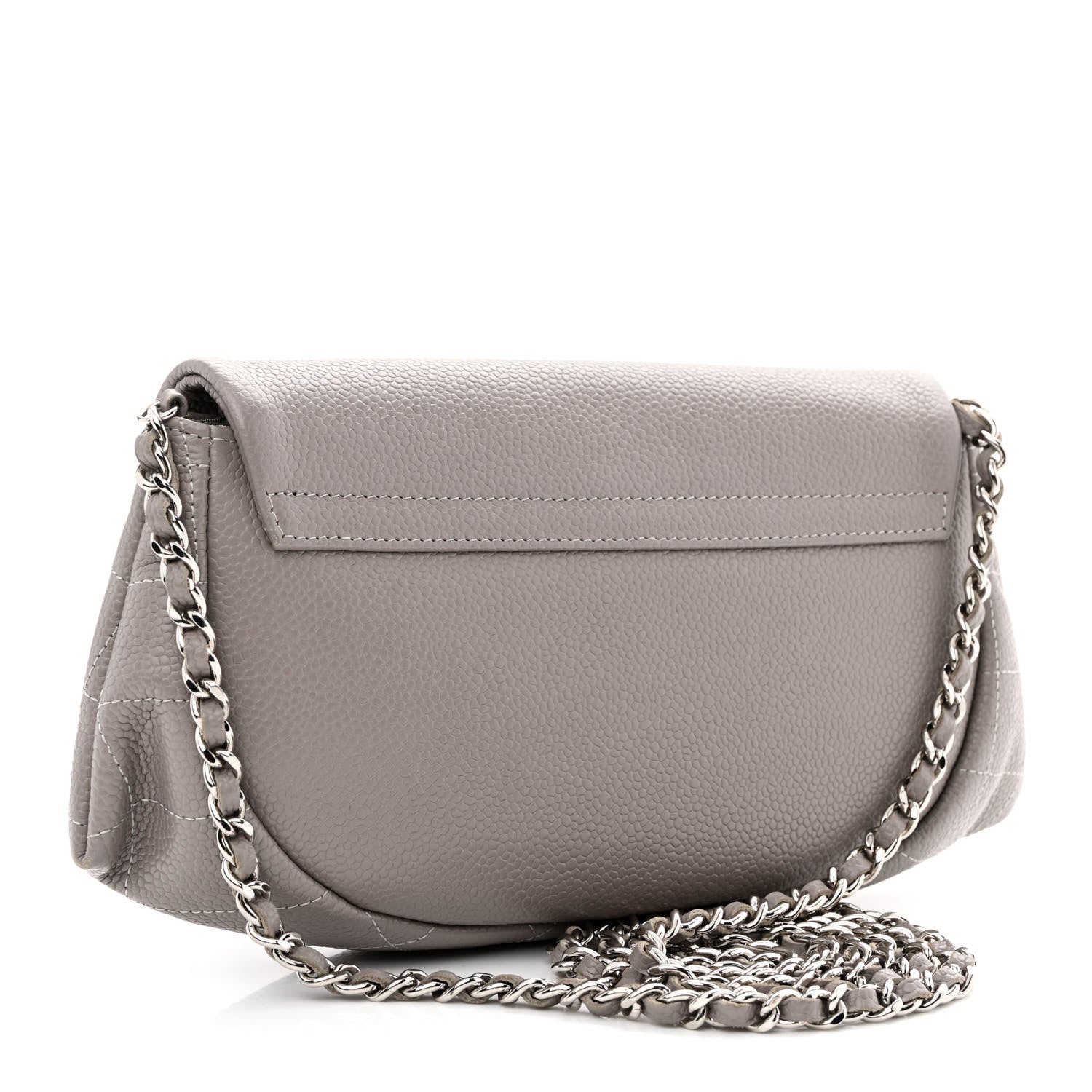 Chanel Caviar Half Moon Wallet On Chain WOC Light Grey 3 of 12