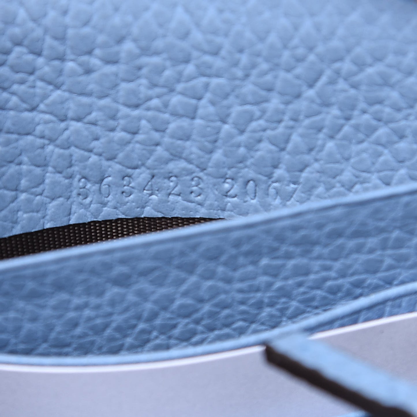 Monogram Dollar Calfskin Zip Around Wallet Beige Ebony Mineral Blue