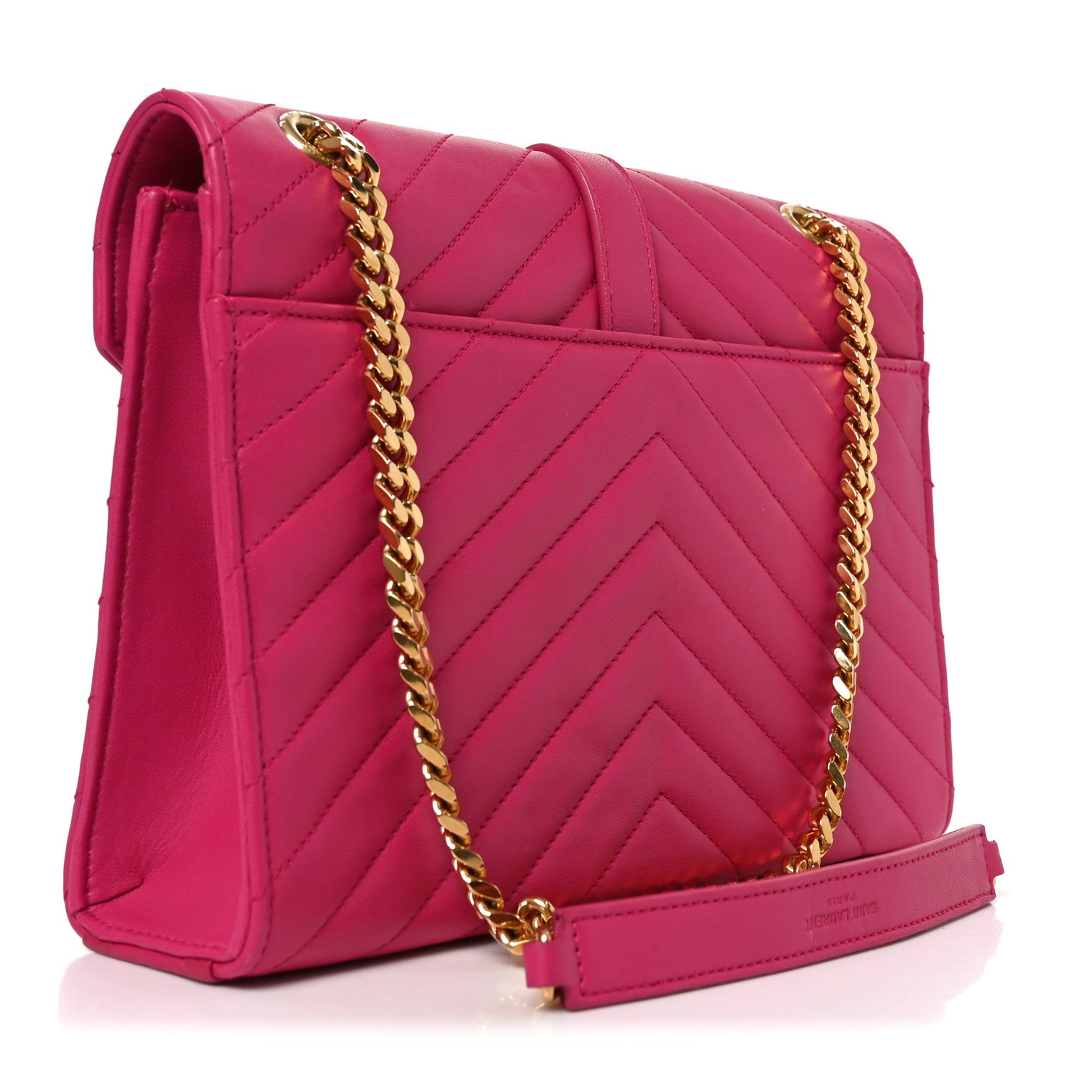 Saint Laurent Lambskin Matelasse Medium Monogram Satchel Fuchsia