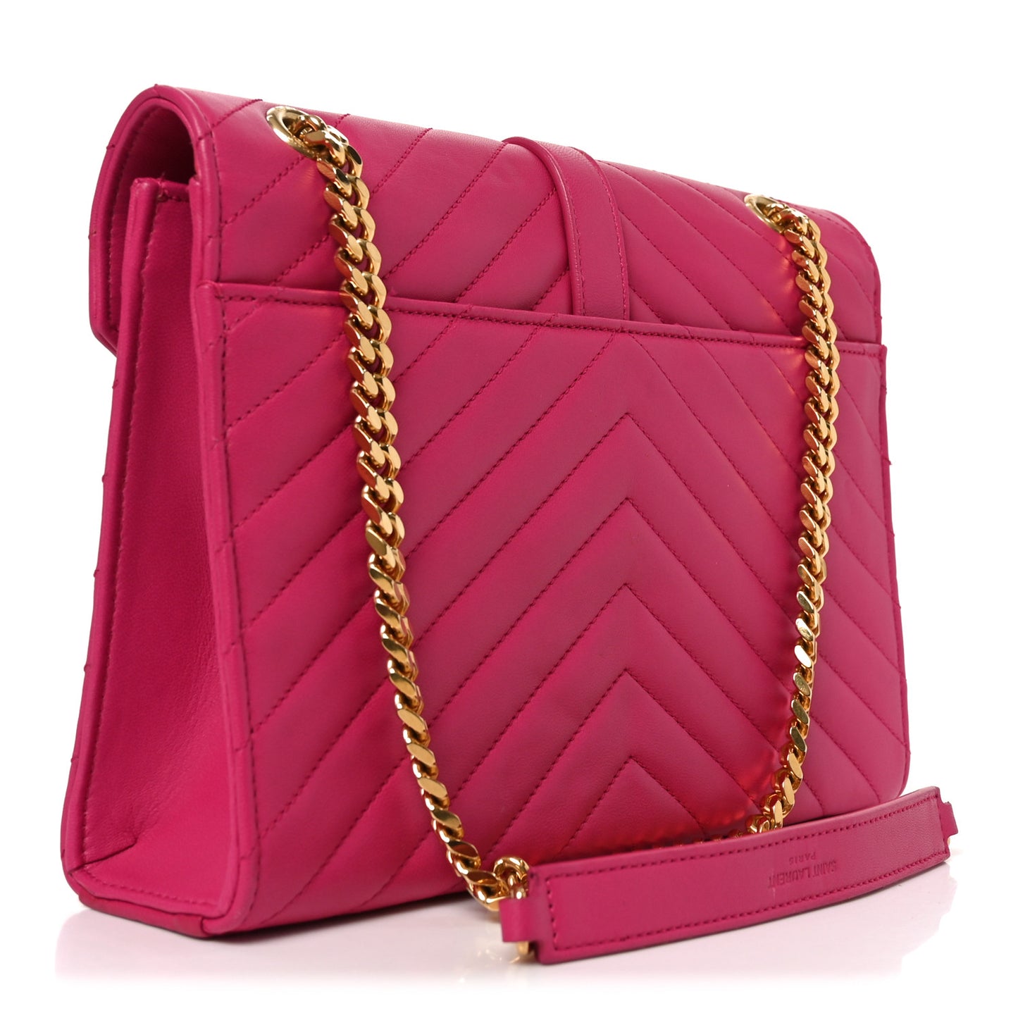 Lambskin Matelasse Medium Monogram Satchel Fuchsia