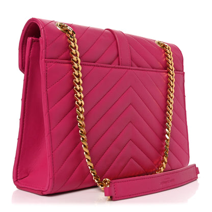 Saint Laurent Lambskin Matelasse Medium Monogram Satchel Fuchsia 3 of 9
