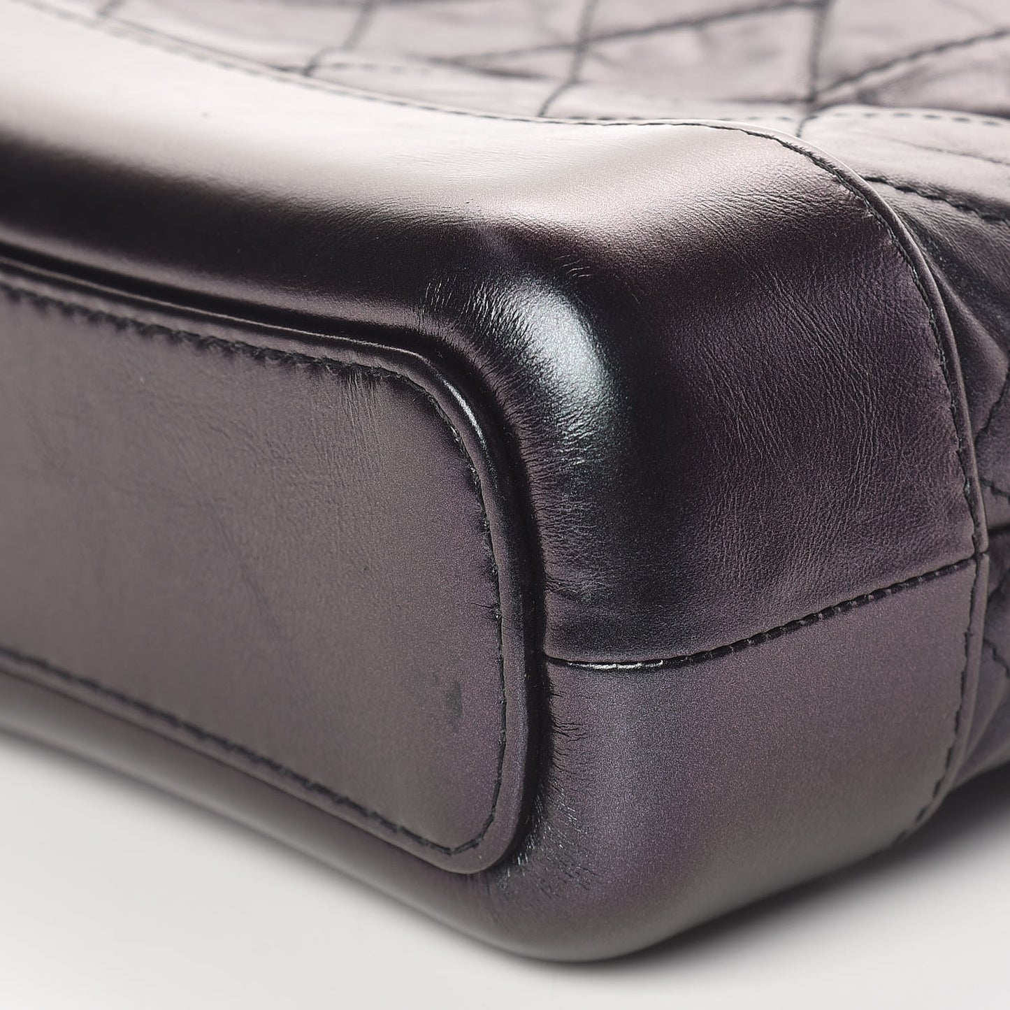 Iridescent Aged Calfskin Quilted Small Gabrielle Hobo Black