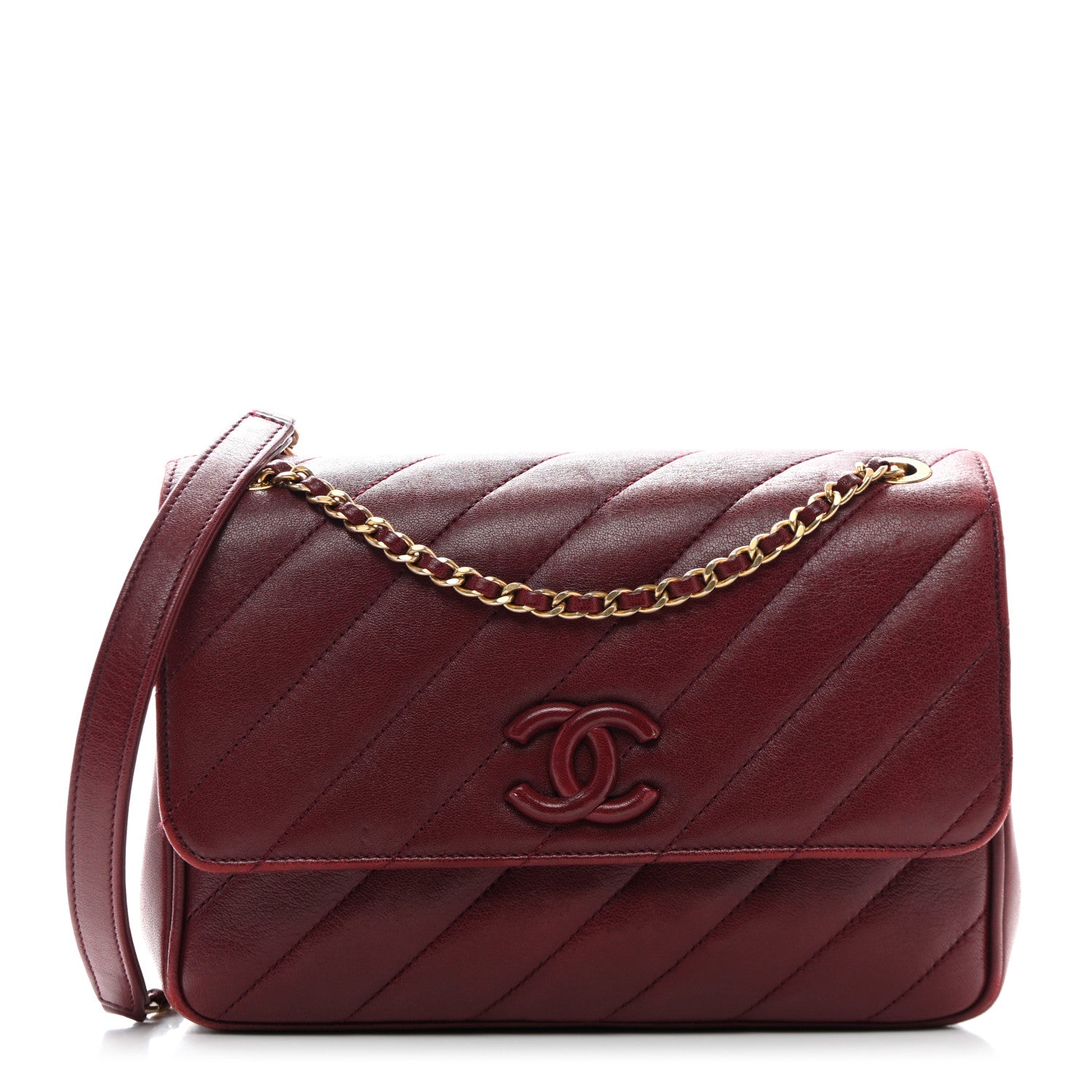 Chanel Lambskin Quilted Jumbo Coco Vintage Flap Burgundy 1 of 12