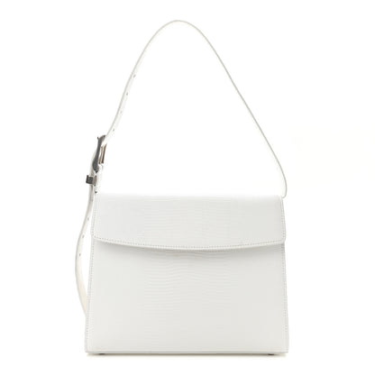 Balenciaga Patent Calfskin Lizard Embossed Medium Ghost Shoulder Bag Optic White 1 of 13