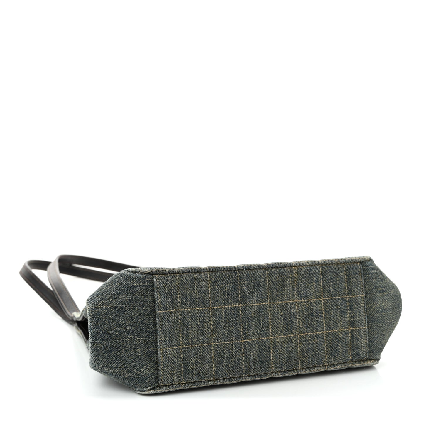 Denim Quilted CC Chocolate Bar Shoulder Bag Blue