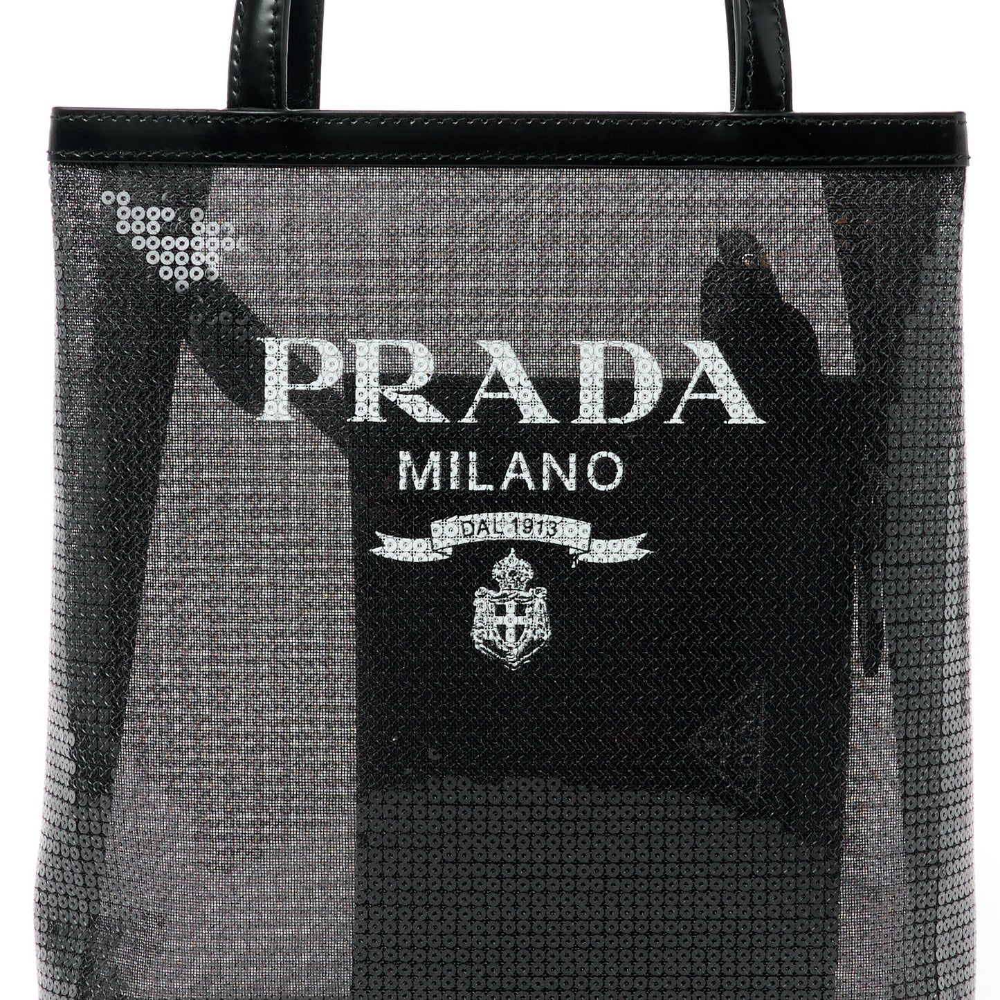 Sequin Rete Paillettes Small Tote Bag Black