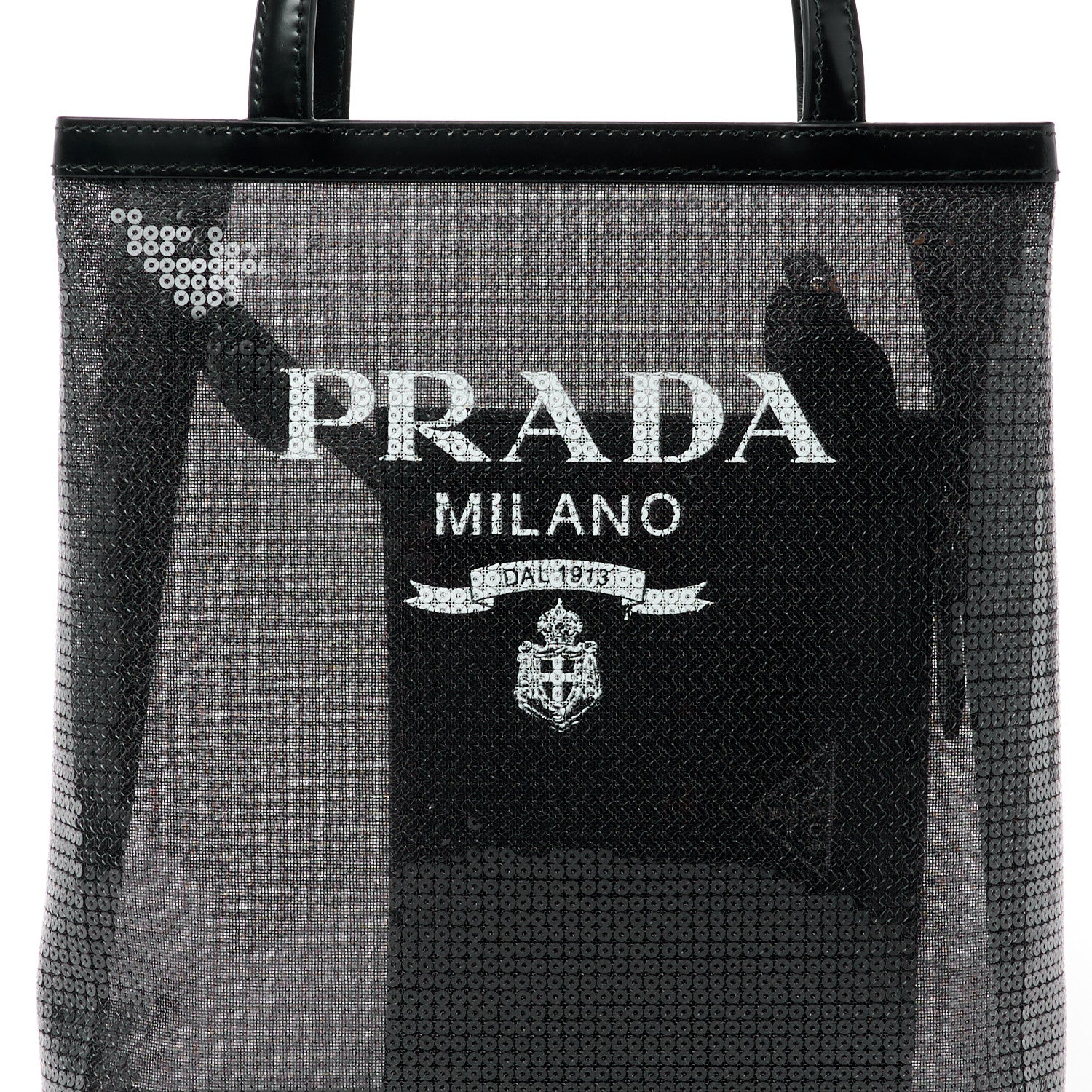 Prada Sequin Rete Paillettes Small Tote Bag Black 11 of 13