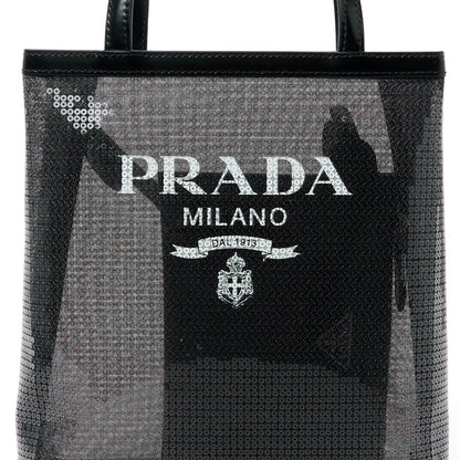 Prada Sequin Rete Paillettes Small Tote Bag Black 11 of 13