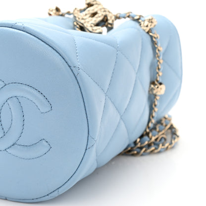 Chanel Lambskin Quilted Mini Drawstring Bucket Bag With Chain Light Blue 11 of 12