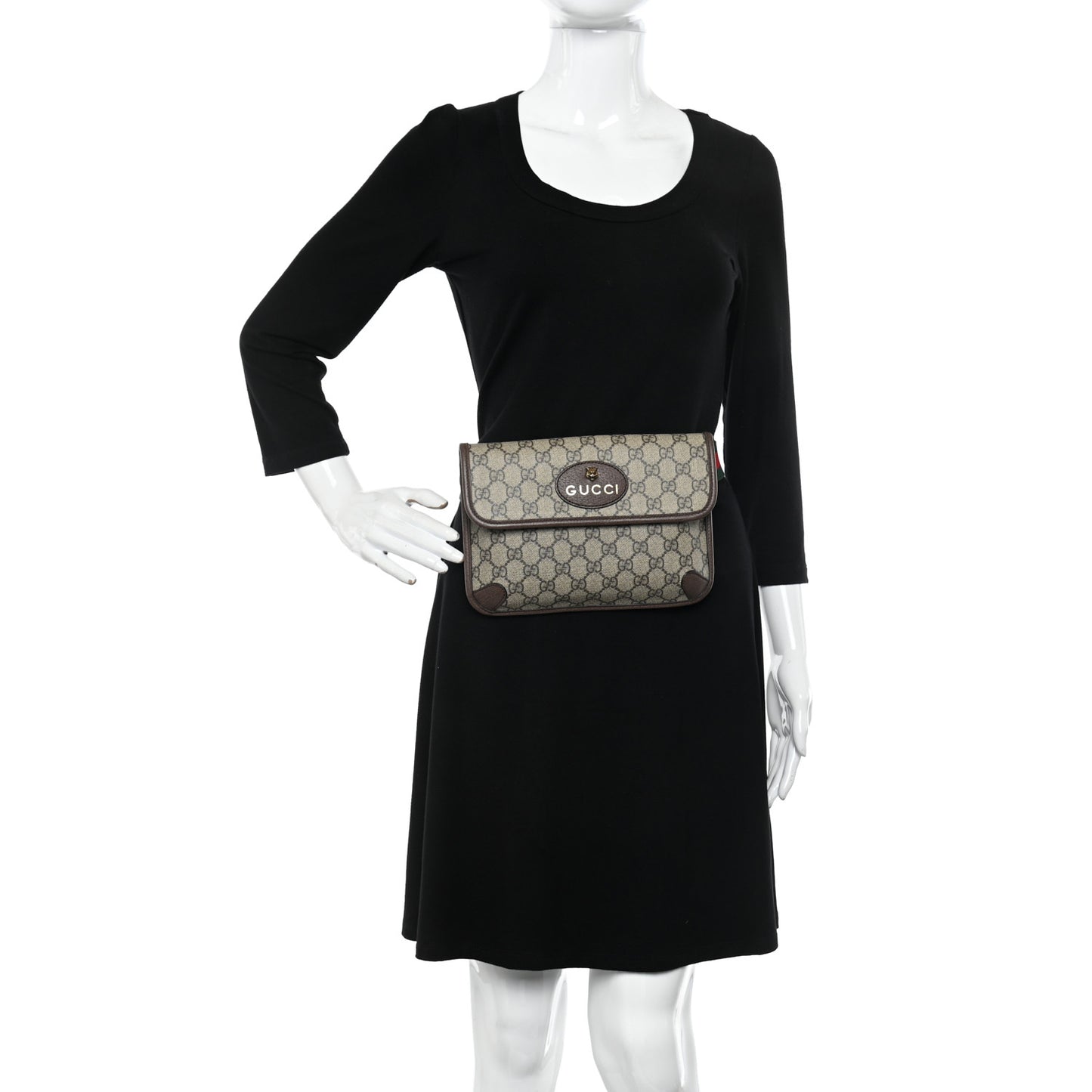 GG Supreme Monogram Neo Vintage Web Belt Bag Brown