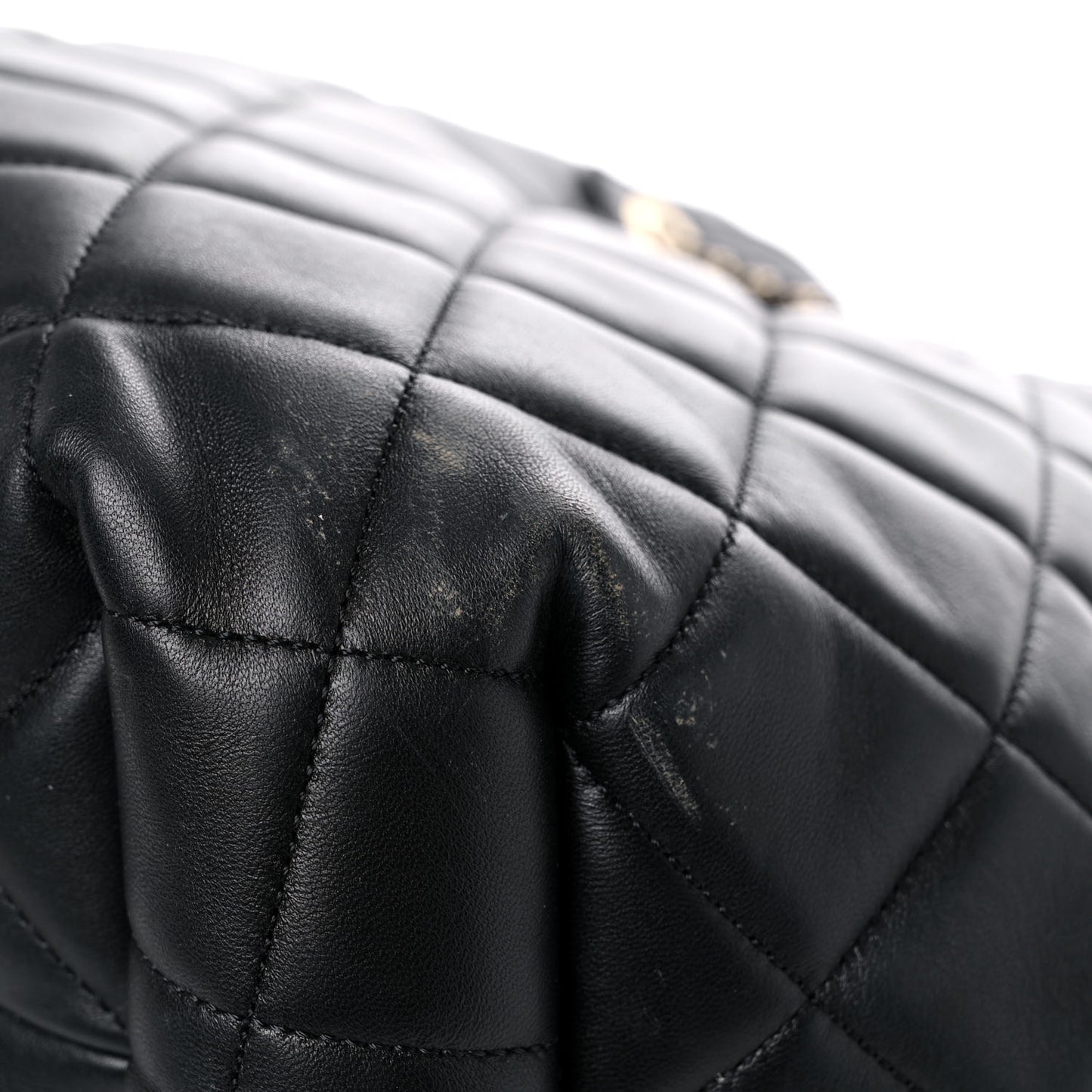 Lambskin Quilted CC Dweller Drawstring Tote Black