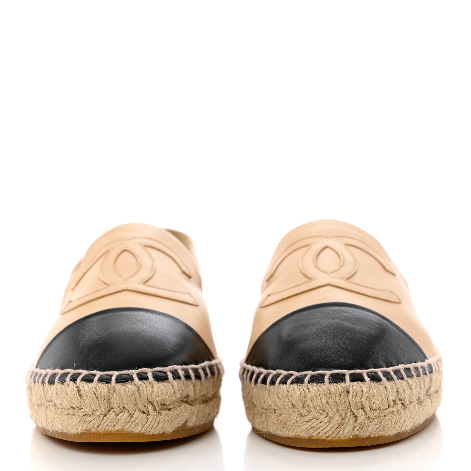 Chanel Lambskin CC Espadrilles 39 Beige Black 2 of 10