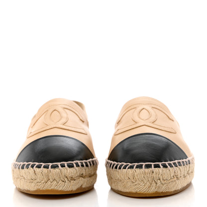 Chanel Lambskin CC Espadrilles 39 Beige Black 2 of 10