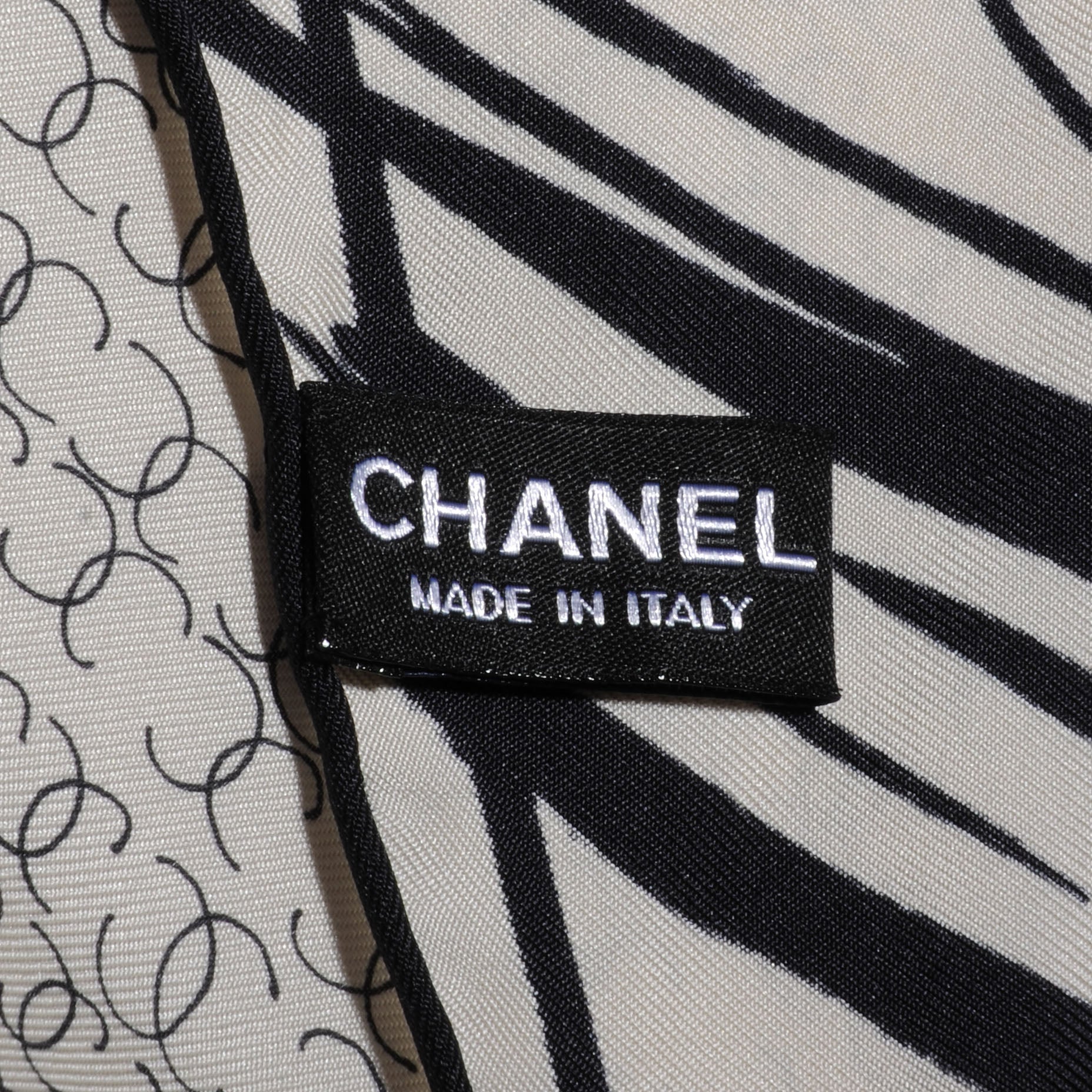 Chanel Silk Scarf CC Logo Cream Black 5 of 5