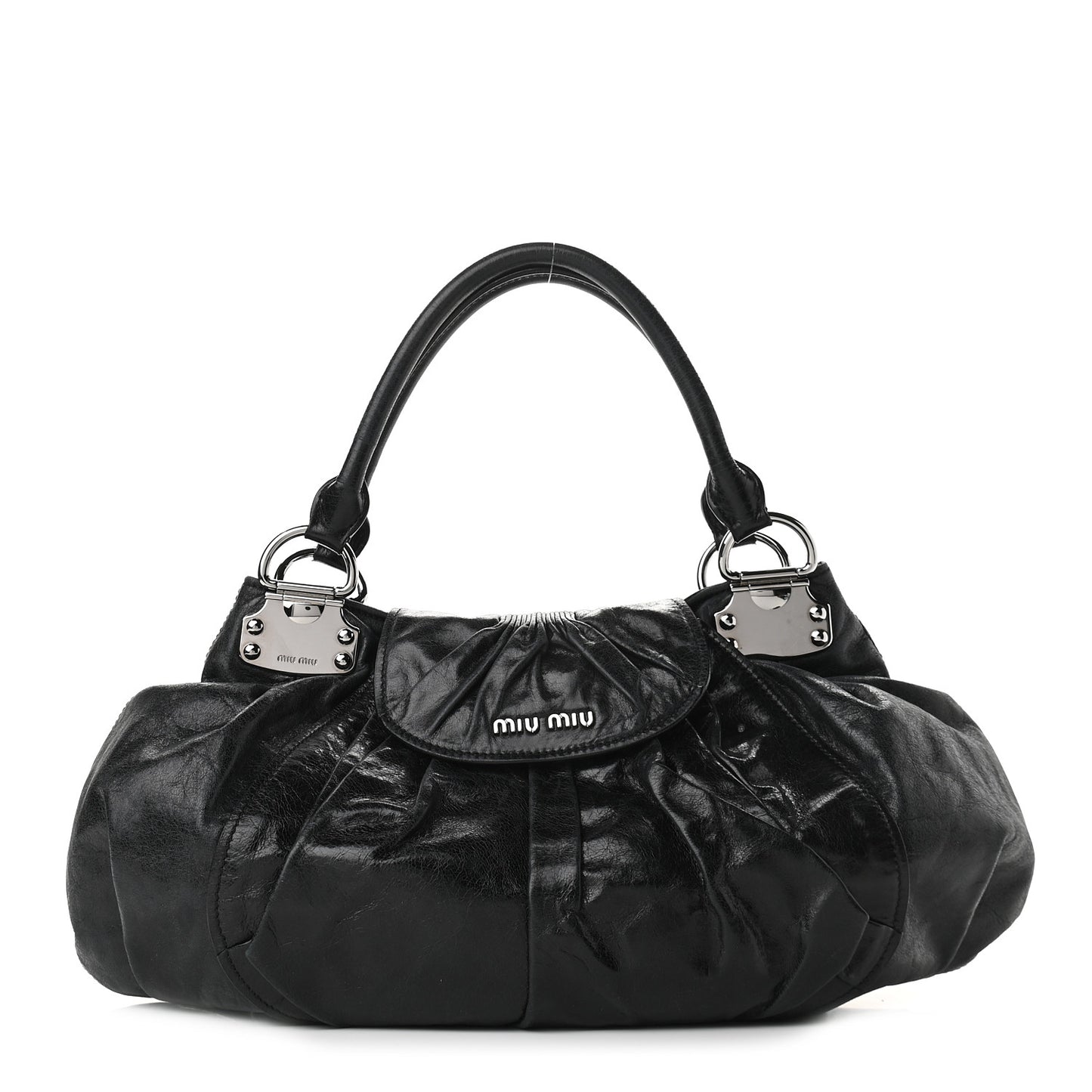 Vitello Lux Gathered Hobo Black
