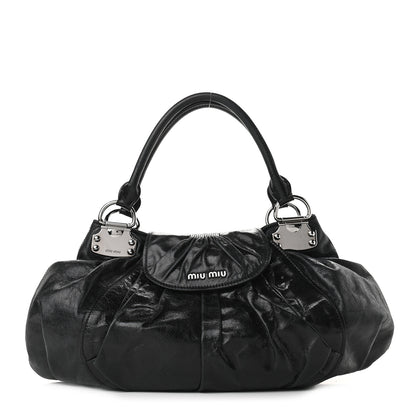 Miu Miu Vitello Lux Gathered Hobo Black 1 of 9