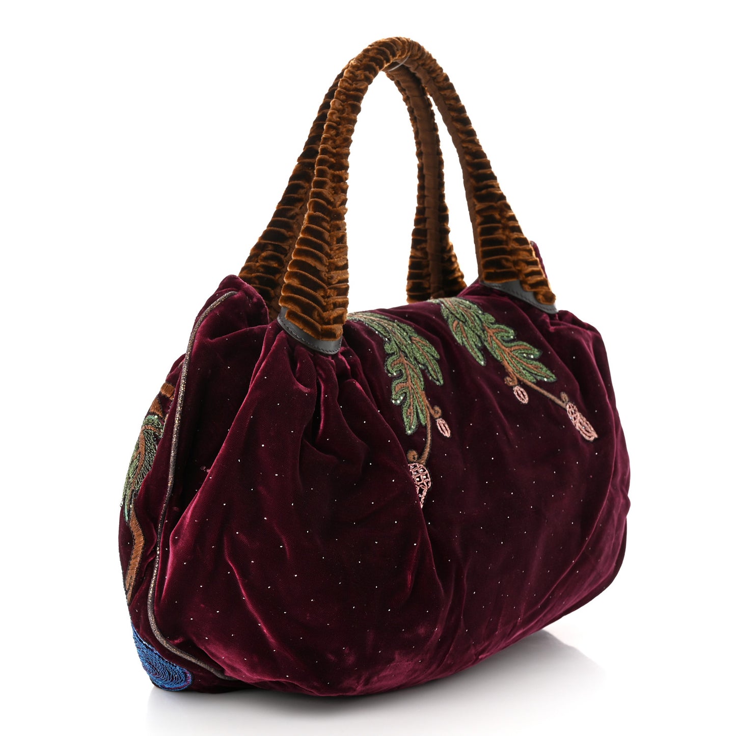 Velvet Embroidered Squirrel Spy Bordeaux Multicolor