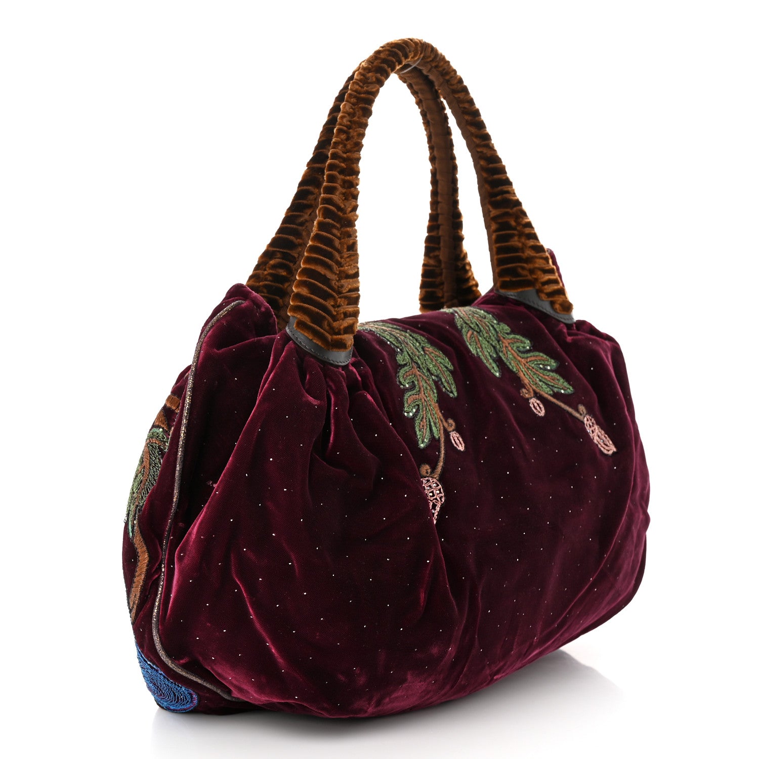 Fendi Velvet Embroidered Squirrel Spy Bordeaux Multicolor 3 of 12