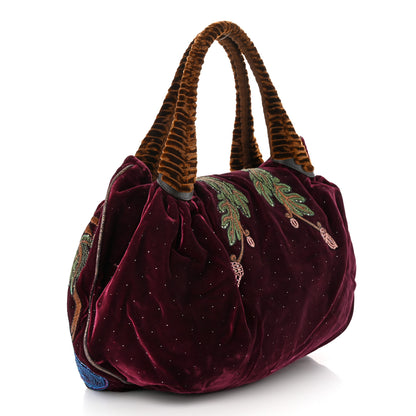 Fendi Velvet Embroidered Squirrel Spy Bordeaux Multicolor 3 of 12